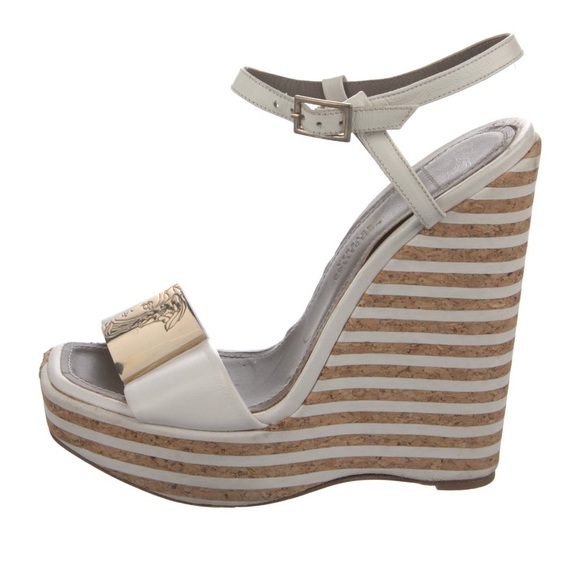 🔥🔥 VERSACE Collection Leather Printed Espadrilles SZ 9 IT39 - Picture 2 of 5